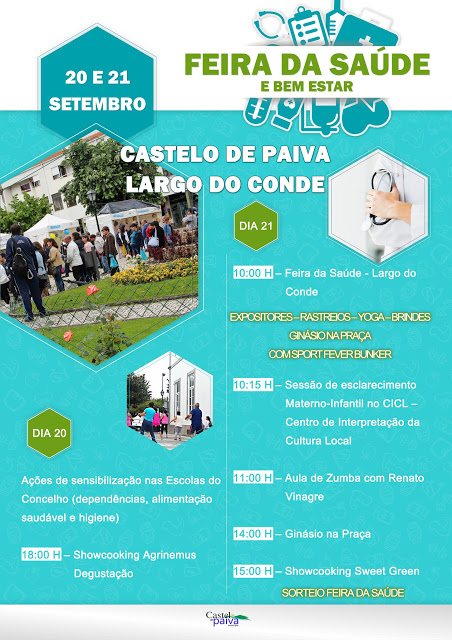 Castelo de Paiva | Nos próximos dias 20 e 21 MUNICÍPIO PAIVENSE VAI PROMOVER FEIRA DA SAÚDE E DO BEM ESTAR