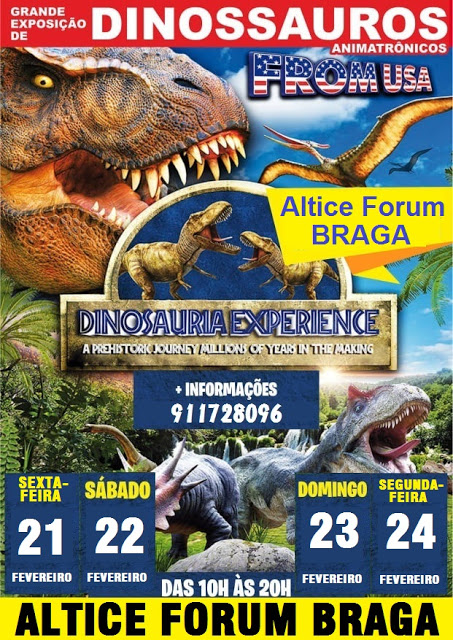Trex, Stegosaurus, entre outros dinossauros invadem o Altice Forum Braga