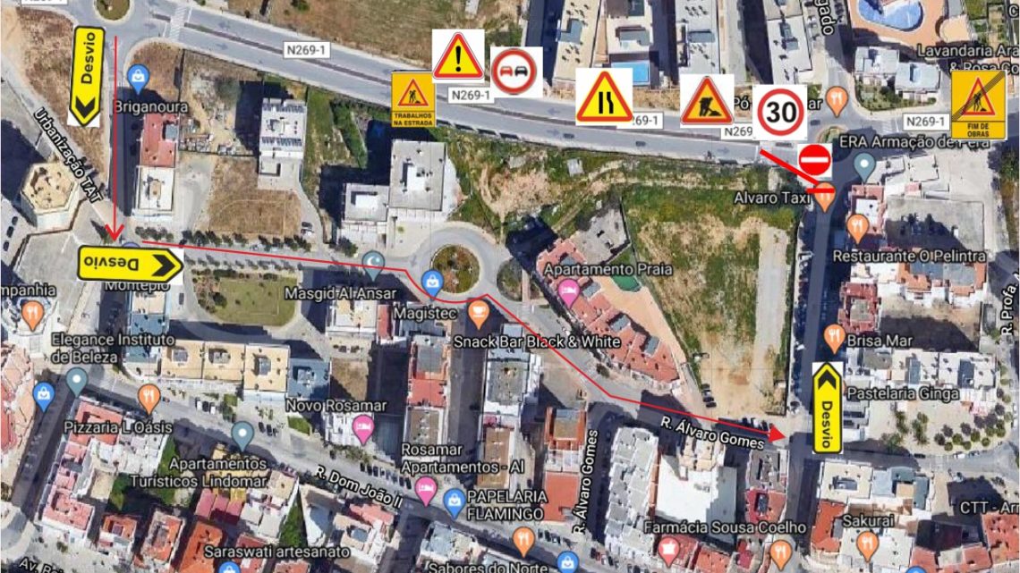 Em Armação de Pêra: ACESSO RODOVIÁRIO À AVENIDA GENERAL HUMBERTO DELGADO SOFRERÁ CONDICIONAMENTO DE 14 A 18 DE ABRIL