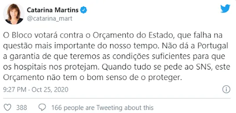 “Decisão por unanimidade.” BE vai votar contra a proposta de Orçamento do Estado para 2021