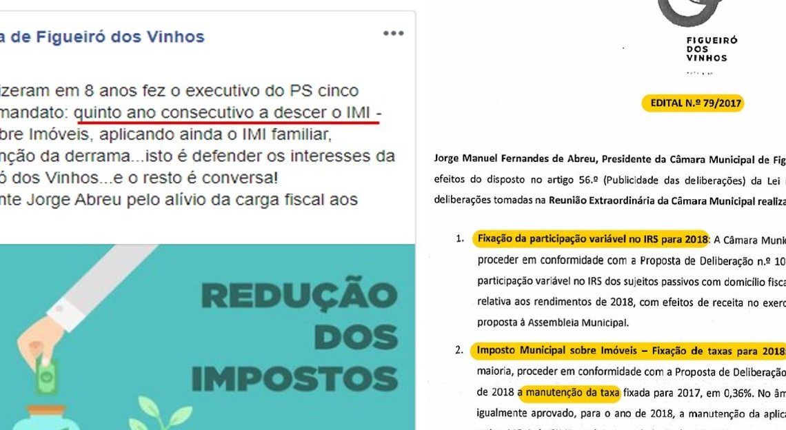 Figueiró dos Vinhos | As mentiras socialistas continuam. Depois do IRS vem agora o IMI