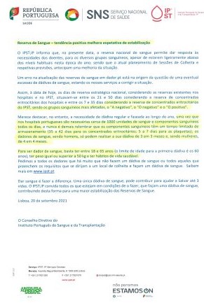 RESERVA DE SANGUE – TENDÊNCIA POSITIVA MELHORA EXPETATIVA DE ESTABILIZAÇÃO