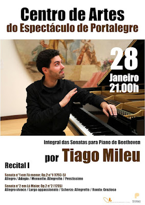 Tiago Milreu inicia esta 6ª feira recitais com as 32 sonatas para piano de Beethoven no CAE de Portalegre