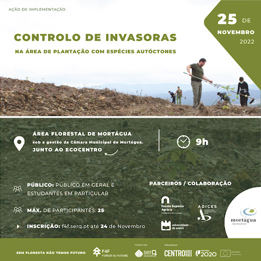 25 de novembro | 09h00 | Ecocentro de mortágua ESAC e Município de Mortágua promovem ação de controlo de invasoras