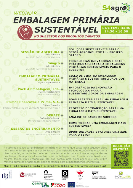 Coimbra | 01 de fevereiro | 14h30 às 16h00. S4agro promove webinar sobre embalagens sustentáveis para produtos cárneos