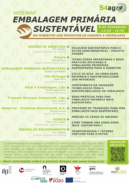 Coimbra | 08 de fevereiro de 2023| 14h30 às 16h30. Embalagens sustentáveis para padarias e pastelarias em foco