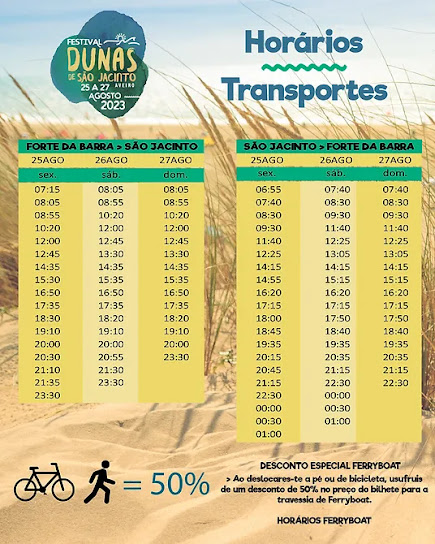 Festival Dunas de São Jacinto com programas gratuitos para famílias e crianças; “Dunas de São Jacinto” com Ferryboat dedicado e travessias a metade do preço