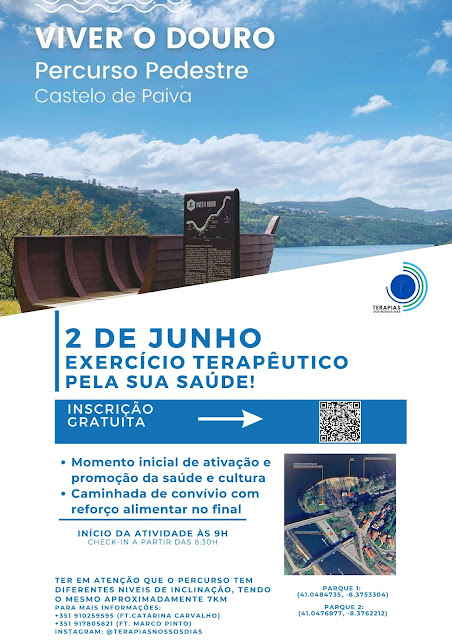 Exercício terapêutico pela saúde. CAMINHADA NO PERCURSO “VIVER O DOURO” REALIZA-SE DOMINGO DIA 2 DE JUNHO