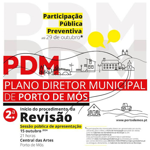 Porto de Mós | Participação Pública Preventiva da 2.ª Revisão do PDM. 18 de setembro a 29 de outubro de 2024