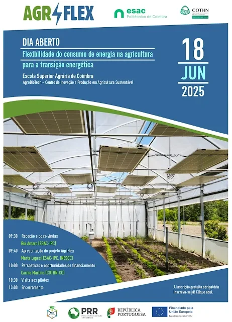 18 de junho de 2025, 09h30, ESAC – AgroBioTech Projeto Agriflex – Dia Aberto
