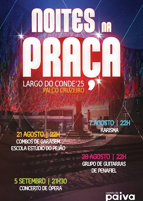 Largo do Conde vai acolher eventos musicais. Noites na Praça vão Animar o Centro da Vila