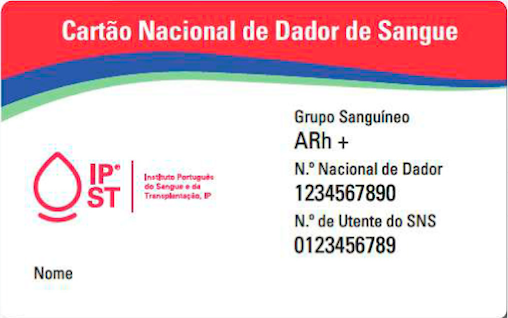 Novo modelo do Cartão Nacional de Dador de Sangue