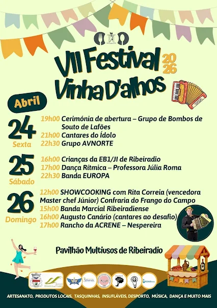 Oliveira de Frades | VII Festival Vinha d’Alhos | 24 a 26 ABR | Pavilhão Multiusos de Ribeiradio