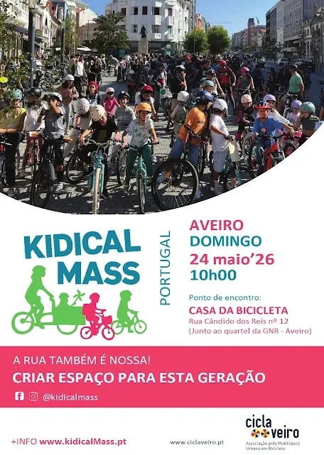 AVEIRO junta-se novamente ao movimento global KIDICAL MASS com o mote “ESPAÇO PARA ESTA GERAÇÃO — A RUA TAMBÉM É NOSSA”