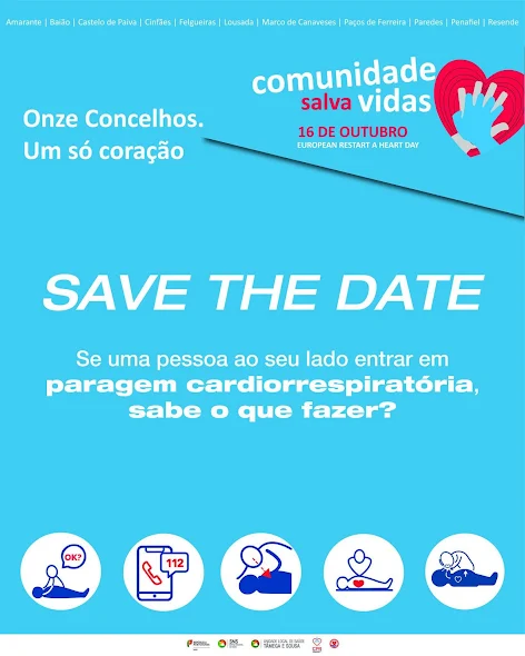 Iniciativa passa amanhã pelo Largo do Conde. DIA MUNDIAL DE REANIMAR O CORAÇÃO TAMBÉM PASSA POR CASTELO DE PAIVA