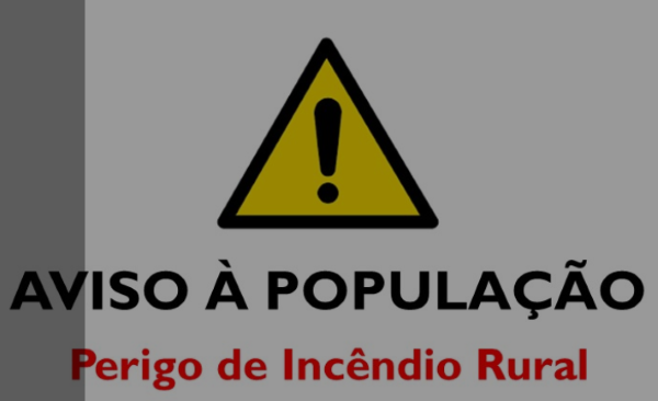 AVISO À POPULAÇÃO: PERIGO DE INCÊNDIO RURAL