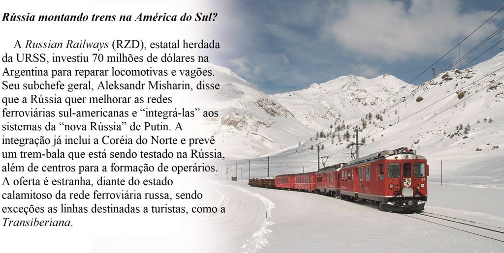 Mundo | Rússia montando trens na América do Sul?