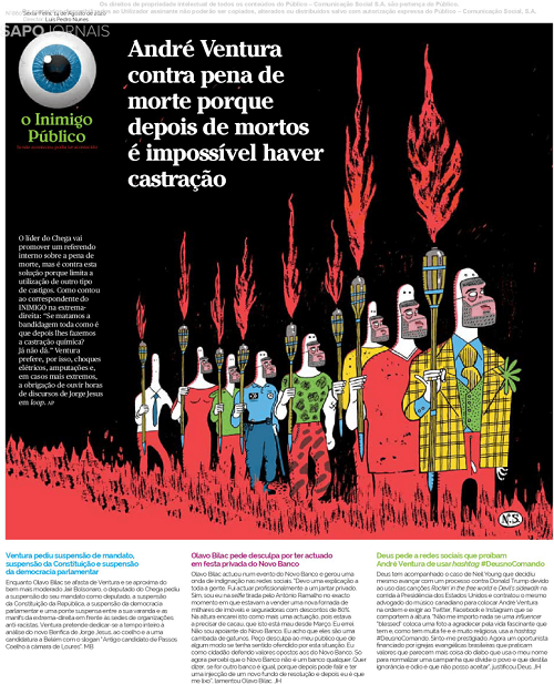 Diretor do Inimigo Público “perplexo” com queixa da PSP devido a cartoon