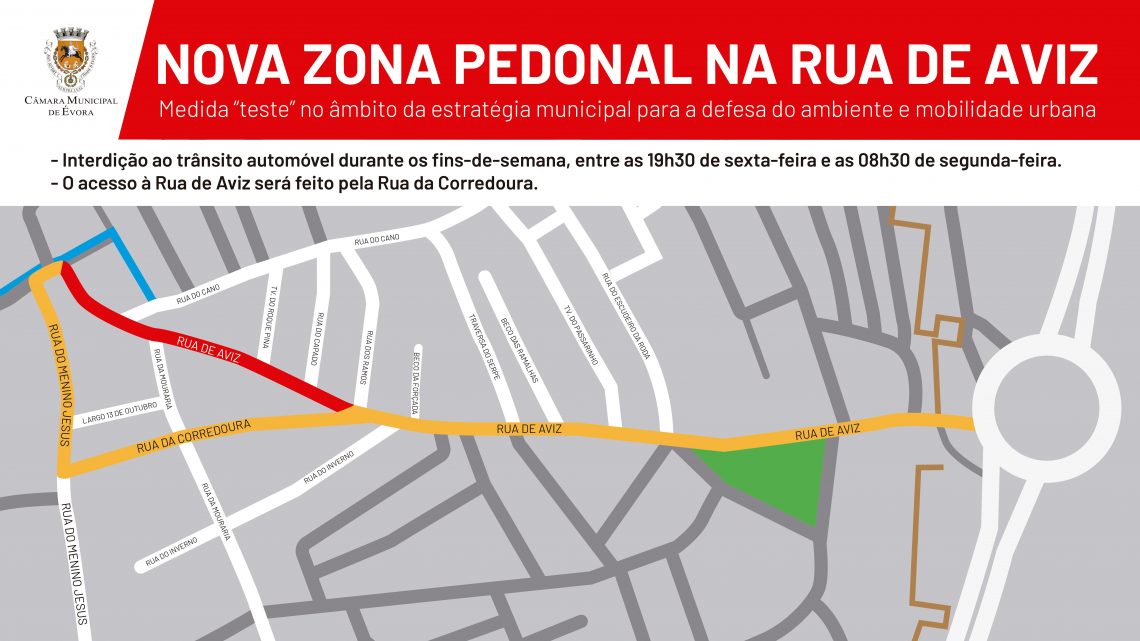 ÉVORA | ALARGADO PERÍODO DE FUNCIONAMENTO DAS NOVAS ZONAS DE CIRCULAÇÃO PEDONAL