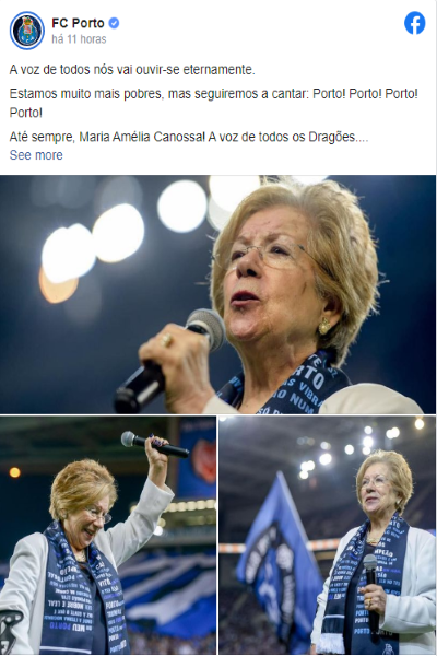 Morreu Maria Amélia Canossa, “a voz de todos os Dragões”