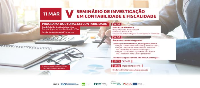 IPCA organiza o V Seminário de Investigação em Contabilidade e Fiscalidade