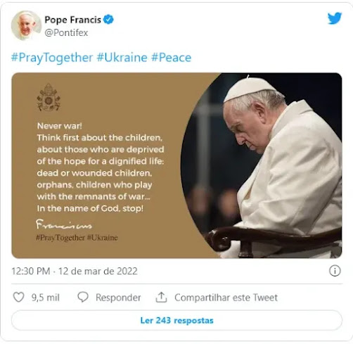 “Em nome de Deus, parem!”: o apelo do Papa Francisco às tropas russas e ucranianas