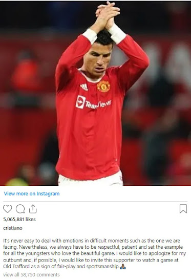 Polícia britânica abre investigação após Ronaldo destruir telemóvel de adepto