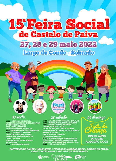 XV Feira Social de Castelo de Paiva no fim de semana no Largo do Conde. “Festa da Criança “ é a novidade da iniciativa