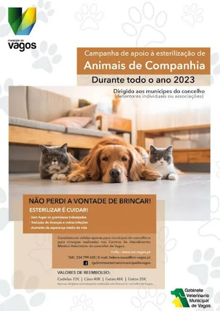 Campanha de apoio à esterilização de animais de companhia em Vagos