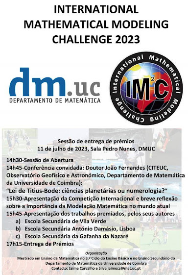 Universidade de Coimbra acolhe entrega de prémios do International Mathematical Modeling Challenge