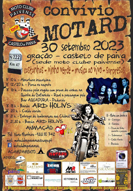 Castelo de Paiva | Concentração realiza-se na Rota da EN 222. Moto Clube Paivense promove “Convívio Motard“ no sábado