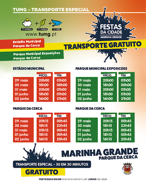 Marinha Grande | APANHE BOLEIA GRATUITA DA TUMG PARA AS FESTAS DA CIDADE