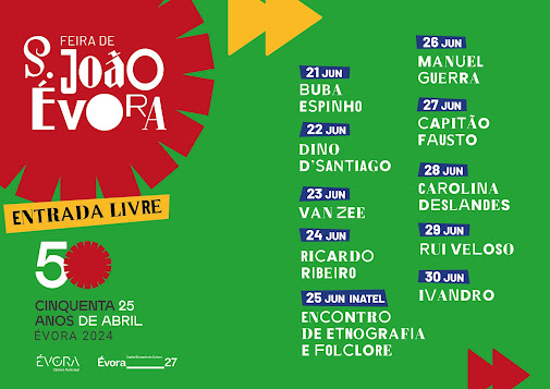 Évora | Rui Veloso e Carolina Deslandes são cabeças de cartaz da edição de 2024. Évora em festa de 21 a 30 de junho com a Feira de S. João