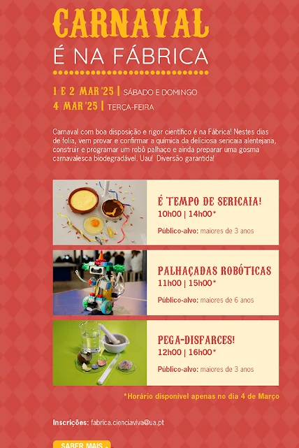 Carnaval é na Fábrica | Atividades para famílias | 1, 2 e 4 março ‘25