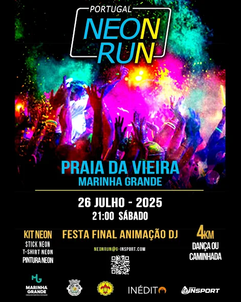 Marinha Grande | CORRIDA E CAMINHADA NOTURNAS COLORIDAS NA PRAIA DA VIEIRA NO DIA 26 DE JULHO