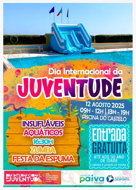 Entradas grátis na Piscina Municipal do Castelo. Castelo de Paiva também celebra hoje o Dia Internacional da Juventude