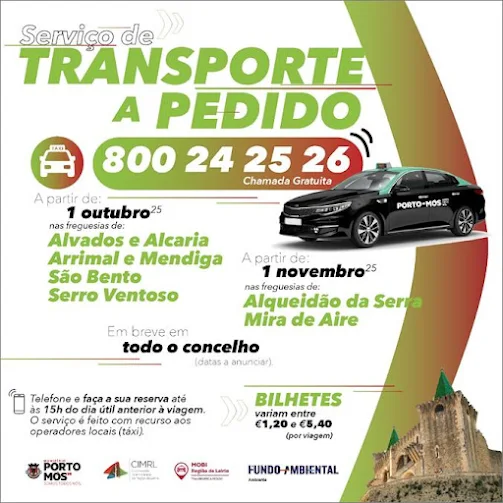 Porto de Mós | Transporte a Pedido arranca a partir de outubro