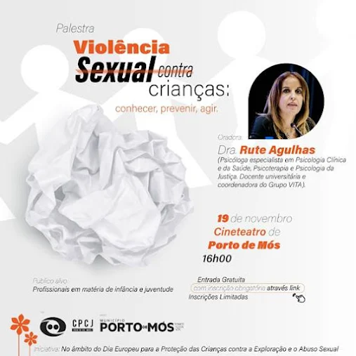Cineteatro de Porto de Mós. Palestra ‘Violência Sexual Contra Crianças: conhecer, prevenir, agir’