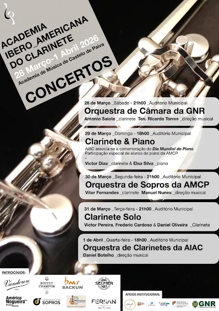 Academia de Música de Castelo de Paiva promove 14º Festival Ibero-Americano de Clarinete. Presença de músicos de prestígio internacional