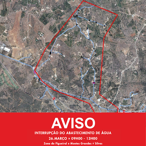 INTERRUPÇÃO DO FORNECIMENTO DE ÁGUA NO DIA 26 DE MARÇO, NA ZONA DO FIGUEIRAL E MONTES GRANDES, EM SILVES