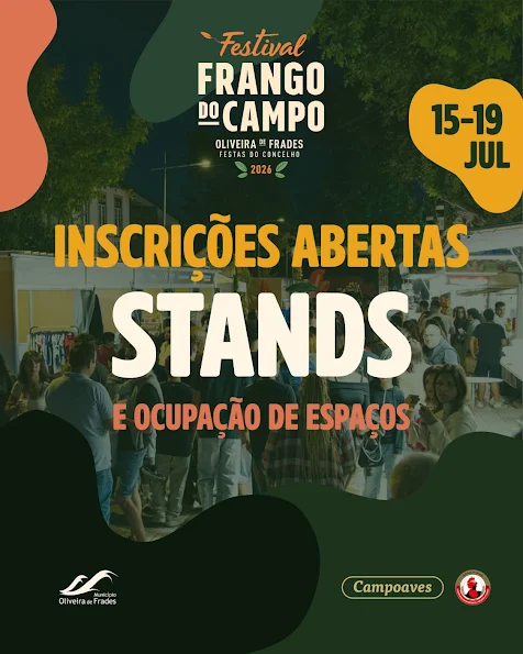 Oliveira de Frades | Festival Frango do Campo – 15 a 19 JUL | Aluguer de Stands e ocupação de espaços