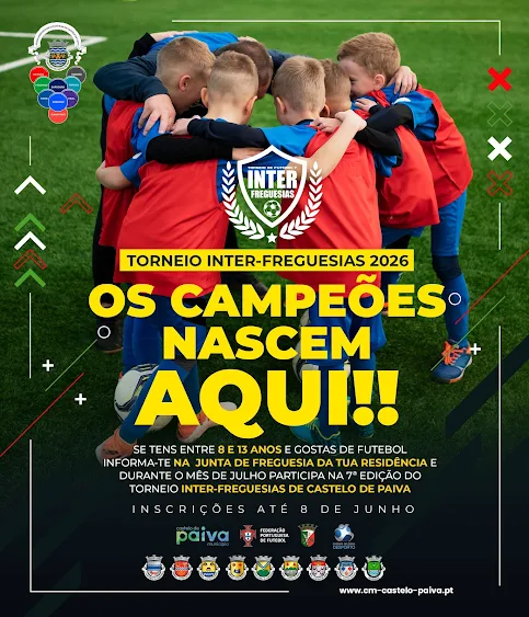 Parceria estabelecida entre a FPF e a edilidade paivense. TORNEIO DE FUTEBOL 7 INTER-FREGUESIAS REALIZA-SE EM JULHO EM CASTELO DE PAIVA