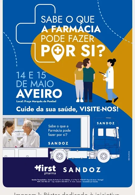 Farmácia mais próxima da comunidade: Unidade Móvel de Saúde “Sandoz em Marcha” chega a Aveiro nos dias 14 e 15 de maio para reforçar o acesso a cuidados de saúde