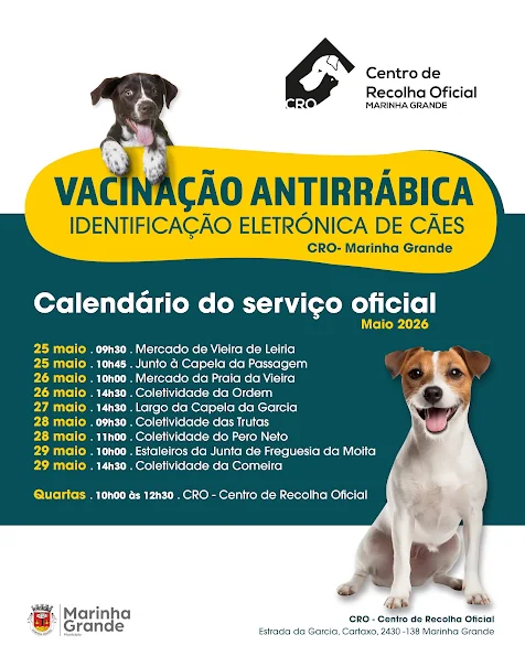 Marinha Grande | VACINAÇÃO ANTIRRÁBICA E IDENTIFICAÇÃO DE CÃES NOS LUGARES DO CONCELHO