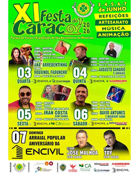 XI FESTA DO CARACOL ANIMA SÃO BARTOLOMEU DE MESSINES DE 3 A 7 DE JUNHO