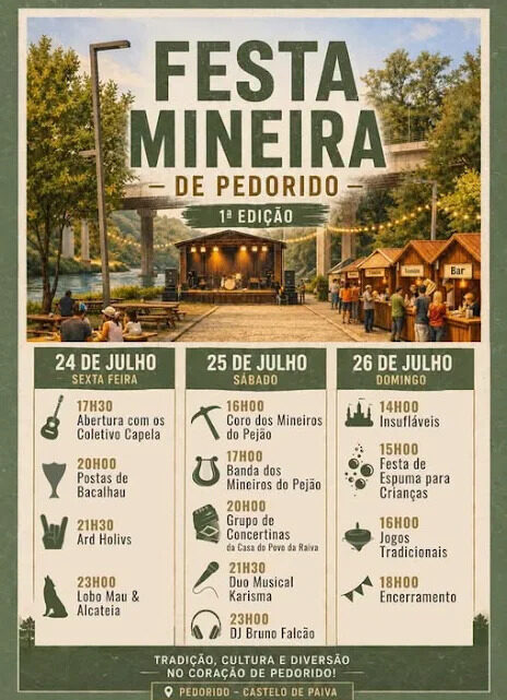 HONRAR AS TRADIÇÕES E CELEBRAR A CULTURAL LOCAL. JUNTA DE FREGUESIA DE PEDORIDO VAI PROMOVER 1ª FESTA MINEIRA COM MUITA ANIMAÇÃO MUSICAL